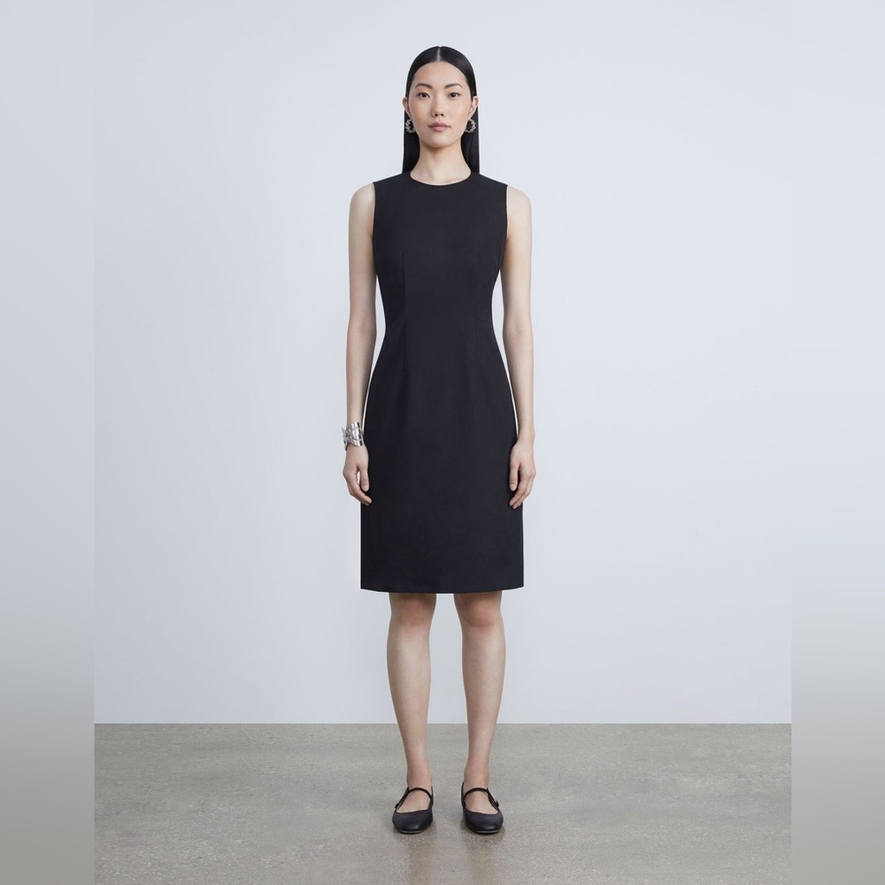 Lafayette 148 Stretch Wool Sheath Dress Professional Black Size 14 Large EUC